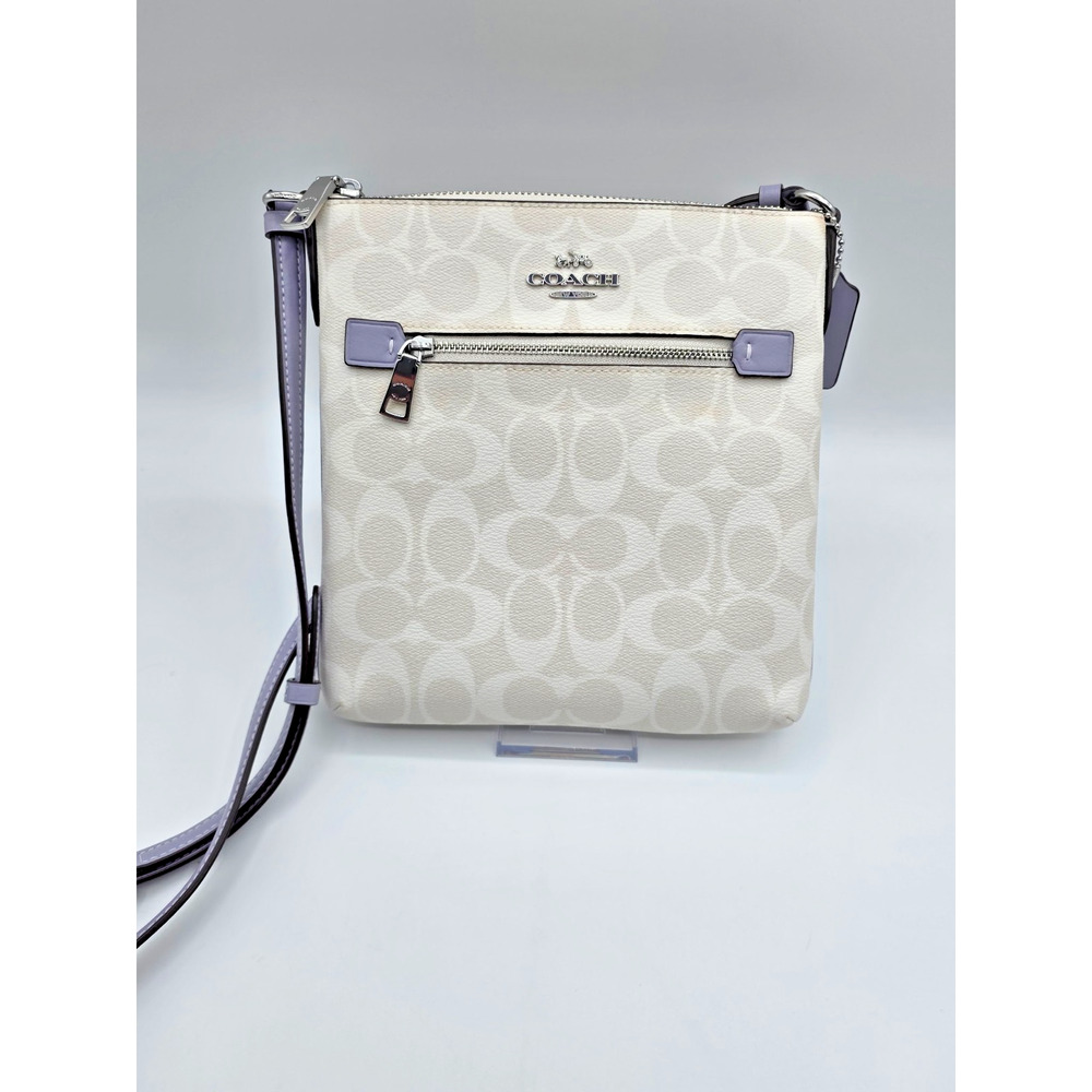 Coach Mini Rowan File Bag Crossbody Purse in Chalk White Lavender - Picture 1 of 16